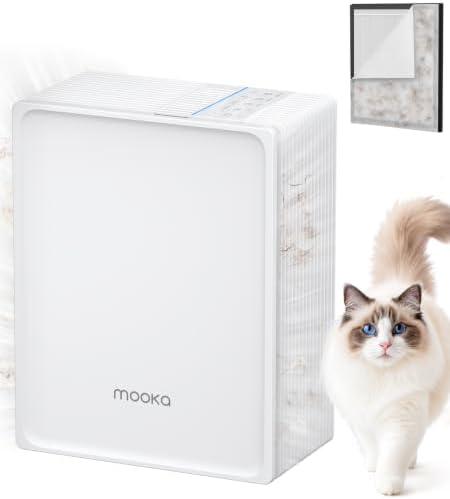 MOOKA Air Purifier for Home Pets Large Room 1300 Ft², Washable Pre-Filter (White) by MOOKA