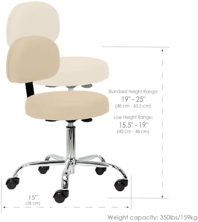 EARTHLITE Pneumatic Massage Salon Drafting Stool - No Leaking (vs. Hydraulic), Adjustable, Rolling, CFC-Free / Medical Spa Facial Chair - Image 2