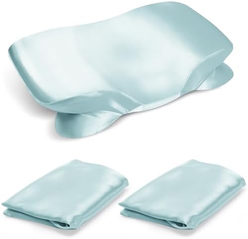 2 Pack Satin Pillowcase for Zelimun Cervical Pillow, Contour Pillow Case Cover, Soft Pillowcase Cover with Zipper (Light Blue) by WelcometoZelimun
