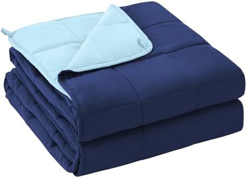 yescool Weighted Blanket for Adults (30 lbs, 88” x 104”, Navy & Blue) Cooling Heavy Blanket for Sleeping Perfect for 290-310 lbs, King Size Breathable Blanket with Premium Glass Bead by yescool