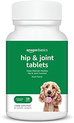 Amazon Basics Dog Hip & Joint Daily Chewable Tablets, with Glucosamine, MSM, and Chondroitin, Duck Flavored, 120 Count (Previously Solimo) by AmazonBasics