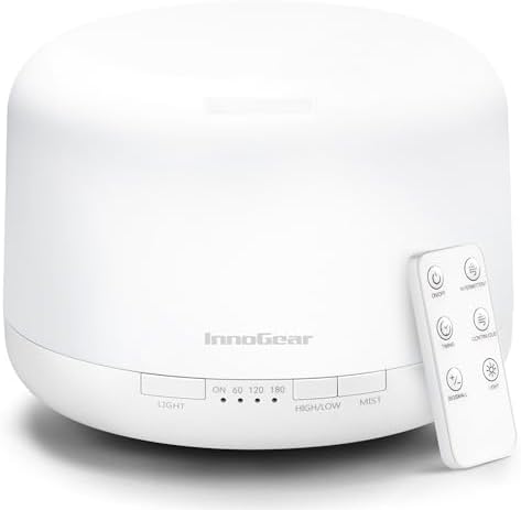 InnoGear 500ml Essential Oil Diffuser for Home Cool Mist Humidifier A White by InnoGear
