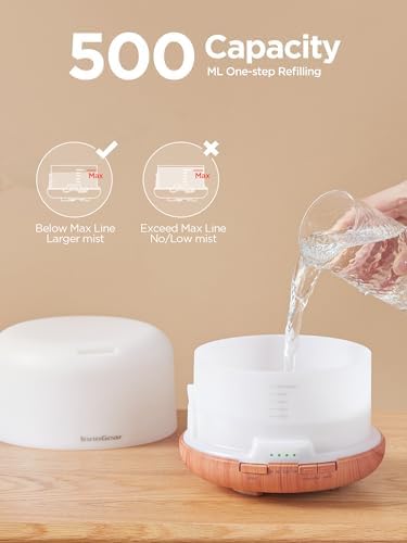 InnoGear 500ml Essential Oil Diffuser for Home Cool Mist Humidifier, Yellow - Image 4