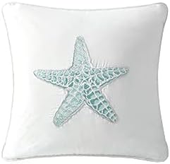 Harbor House Modern Design Decorative Pillow Hypoallergenic Sofa Cushion Lumbar, Back Support, Square 16" x 16", Maya Bay, Cotton Blue by HarborHouse