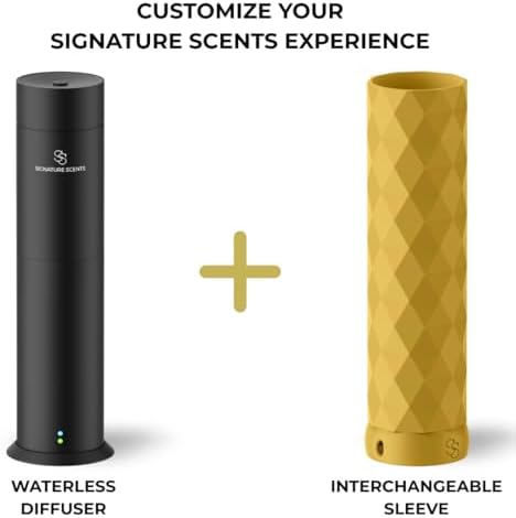 Waterless Essential Oil Hotel Scent Diffuser - Cold Air Diffuser - Covers 1000 sq. ft. - Waterless Diffuser for Home, Office & Hotel (Black + Interchangeable Sleeve) (Black + Gold Sleeve) - Image 2