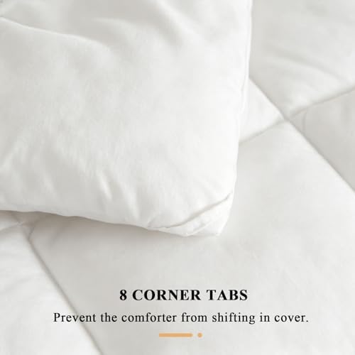 128x120 Oversized King Comforter, Extra Large King Size Comforter Oversized, All Season Soft Lightweight Quilt Down Alternative Duvet Insert with 8 Corner Tabs(128x120, White) - Image 6