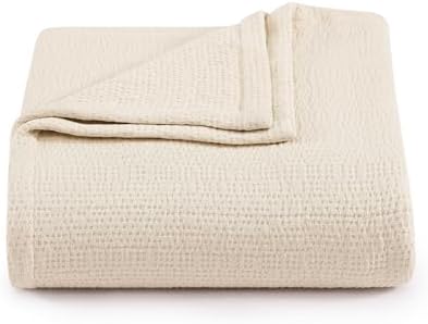 Tommy Hilfiger - King Cotton Blanket, Woven Running Stitched Bedding, Medium Weight Soft Blanket, Anti-Pilling & Fade Resistant, Ideal for Layering, Oeko-TEX Certified (Beige) by Unknown