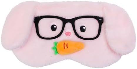PERFECTSIGHT Sleep Eye Masks, Cute Plush Sleep Eye Cover Lightweight Adjustable Eyeshade Faux Fur Mask Cover for Women Men Kids Sleep Travel Nap, Glasses Bunny by PERFECTSIGHT