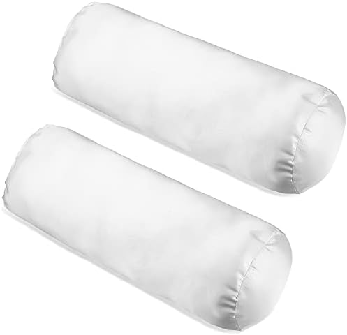 Tatuo 2 Pieces White Cervical Round Pillow Cover for Neck Roll Pillow Cervical Neck Roll Memory Cylinder Round Cushion(Artificial Silk,13 x 5 Inch) by Tatuo