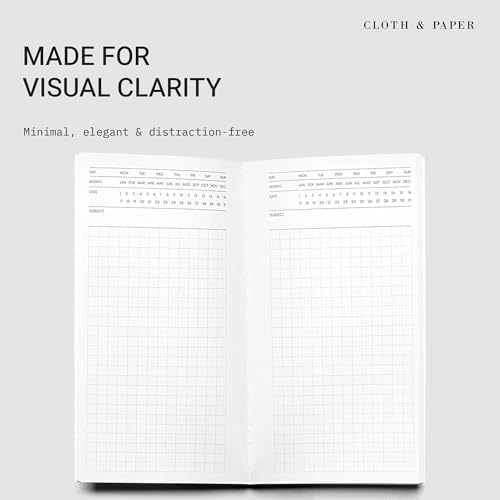 Cloth & Paper Travel Notebook | Executive Notes – Café Noir | Pocket Plus Executive Notebook 3.2" x 6" | Professional Notebook with Date, Day & Subject Layout for Meetings & Work – Soft Touch Cover - Image 2
