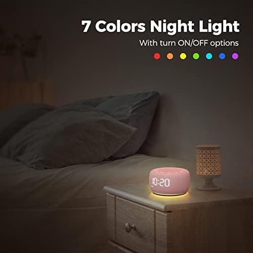 Buffbee Sound Machine & Alarm Clock 2-in-1-0-100% Display Dimmer, Under Light, Sleep Timer, Precise 30-Level Volume Control White Noise Machine - Image 6