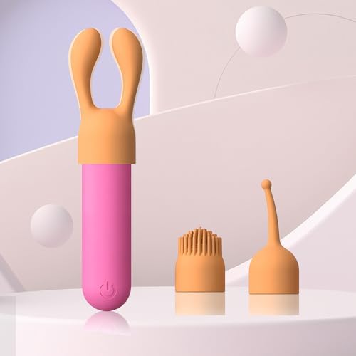 CHARMING Personal 4 in 1 Mini Massager - Powerful Multi Speed Vibration Wand - Handheld Quiet & Waterproof Massager - Perfect for Travel Relaxation, Relieves Back, Legs Muscles (Red 4 in 1) by CHARMING