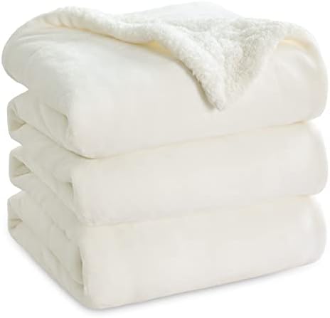 Bedsure GentleSoft Sherpa Fleece Blankets King Size for Bed, Non-Heated, Thick and Warm Throw for Women and Men, Soft Fuzzy Plush King Blanket for Spring, Cream, 108x90 Inches by Unknown