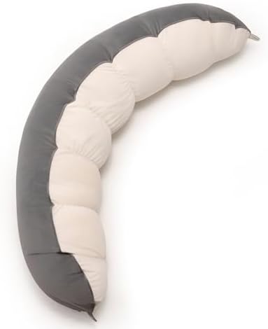Peallow(Pat. Pend) – Long Round Body Pillow for Adults, Bolster Pillow for Sleeping, Soft and Supportive Pillow for Sleeping & Lumbar Support (Gray-White, 47") by Ailuteie