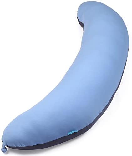 BYRIVER 43" Long C Shaped Body Pillow for Adults Men Women, Side Sleeper Pillow for Neck Shoulder Back Pain Relief, Cooling Post Sugery Pillow Pregnancy Pillow, Blue Black Washable Pillowcase (XL) by BYRIVER