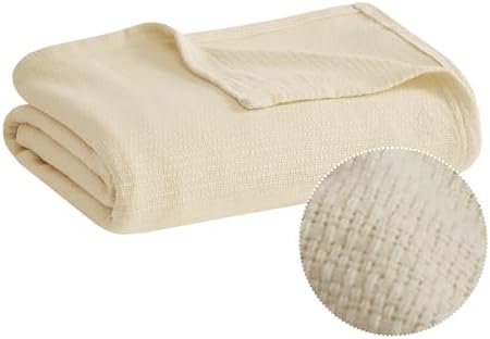 Madison Park 100% Cotton Breathable King Size Blanket for Bed, Natural by MADISONPARK