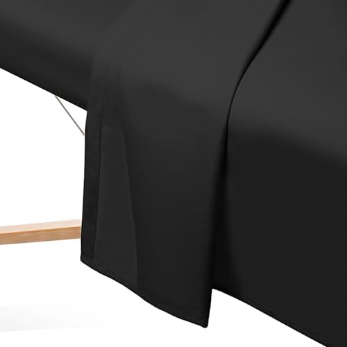 Saloniture 3-Piece Microfiber Massage Table Sheet Set - Premium Facial Bed Cover - Includes Flat and Fitted Sheets with Face Cradle Cover - Black - Image 4