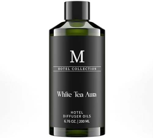 Hotel Collection Diffuser Oil-White Tea Aura, 6.76 Fl Oz (200ml), Home Luxury Aroma & Hotel Fragrance Diffuser Oil- Essential Oils for Aromatherapy Bigger Bottle, Longer Lasting Aroma by MISIJIEssentialOilsOverall