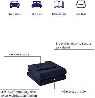 BB BLINBLIN Weighted Blanket Heavy Blanket for Cool & Restful Sleep, Premium Soft Material and Glass Beads (Navy Blue, 80''x87'' 25lbs), Two Persons(110~190lb) Sharing Use on Queen/King Bed… - Image 5