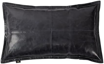 LL LEATHER LOVERS 100% Lambskin Leather Pillow Cover - Sofa Cushion Case - Decorative Throw Covers for Living Room & Bedroom, Ink Blue Box Pack of 1-22X30 Inch by LLLEATHERLOVERS
