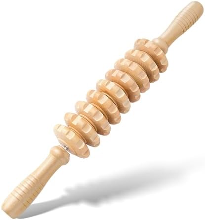 Wooden Cellulite Muscle Roller for Legs and Thighs - Handheld Fascia Blaster Tool for Muscle Relief, Lymphatic Drainage & Body Sculpting - Anti Cellulite Massager for Women and Men (9 Wheel) by Morepicksawait%E2%80%94godiscover