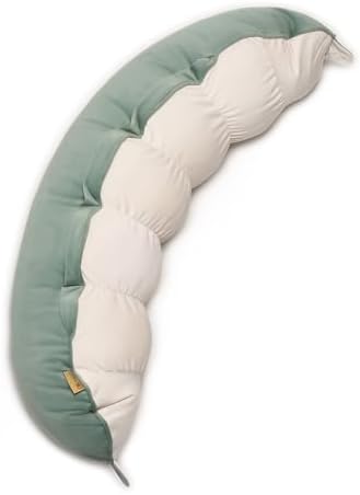 Peallow(Pat. Pend) – Long Round Body Pillow for Adults, Bolster Pillow for Sleeping, Soft and Supportive Pillow for Sleeping & Lumbar Support (Green-White, 29.5") by Ailuteie