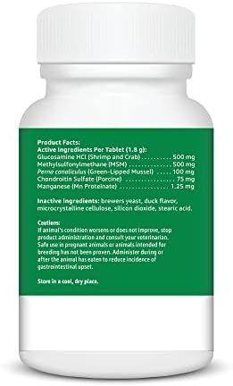 Amazon Basics Dog Hip & Joint Daily Chewable Tablets, with Glucosamine, MSM, and Chondroitin, Duck Flavored, 120 Count (Previously Solimo) - Image 2