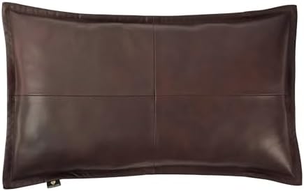 LL LEATHER LOVERS 100% Lambskin Leather Pillow Cover - Sofa Cushion Case - Decorative Throw Covers for Living Room & Bedroom, Brown Antique Box Pack of 1-16X24 Inch by LLLEATHERLOVERS