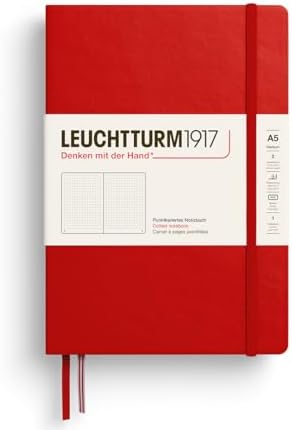 LEUCHTTURM1917 - Notebook Hardcover Medium A5-251 Numbered Pages for Writing and Journaling (Cherry, Dotted) by Unknown