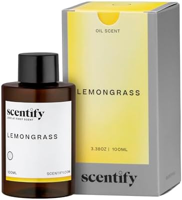 Scentify Lemongrass Aroma Oil Refill Scent for Oil Diffusers - Lemongrass, Clove, Musk Scents - Luxurious Relaxing Aromatherapy Diffuser Fragrance 100ml, 3.38 oz by Scentify