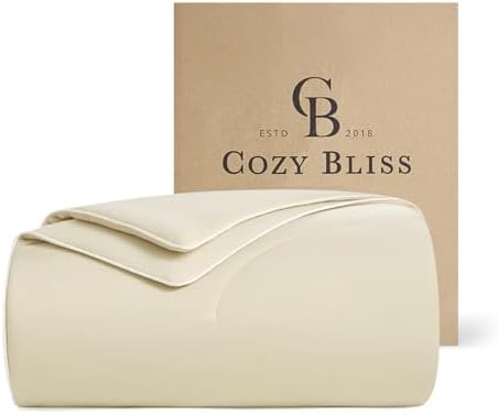 Cozy Bliss Cooling Comforter King Size, Reversible Lightweight Cooling Blankets for Hot Sleepers and Night Sweats, Q-Max>0.45 Soft Breathable Silky Smooth Summer Comforter, Khaki, 106"x90" by CozyBliss