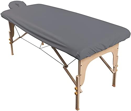ForPro Professional Collection Waterproof Massage Table Cover, Protective Spa Treatment Sheet Set for Massage Tables, Machine Washable, Includes Massage Fitted Sheet and Face Rest Cover, Cool Grey by ForProProfessionalCollection