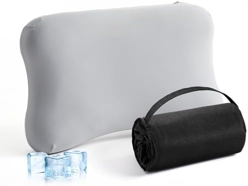 ZZ-WELL Neck Pillow for Sleeping - Memory Foam Pillows with Portable Storage Bag, Cooling Pillowcase - Soft Sleeping Pillow for Side Back Sleepers on Bed, Camping, Travel Size (Grey) by ZZ-WELL