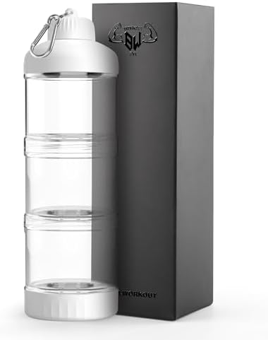 BYLWORKOUT 3-Layer Protein Powder Container with Funnel and Keychain by BYLWORKOUT