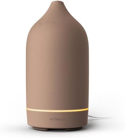 Vitruvi Stone Diffuser, Ceramic Ultrasonic Essential Oil Diffuser for Aromatherapy | Ceramic Diffuser, Diffusers for Home, Oil Diffuser, Room Decor | Suede, 90ml Capacity by Unknown
