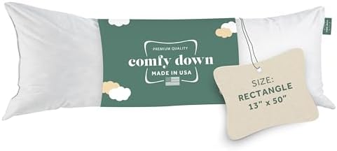 ComfyDown 13x50 Throw Pillow Insert, Down & Feather Fill, 100% Cotton Cover, Made in USA – Premium Soft Lumbar Decorative Pillow Form Sham Stuffer for Bed, Sofa & Couch by ComfyDown