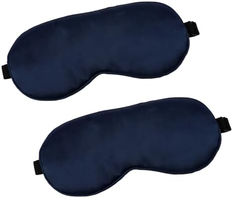 2 PCS Navy Satin Sleep Masks, Adjustable Silk Eye Mask for Sleeping, Blind Folds Soft Breathable Blindfold for Adults Couples Play Party Games Airplane Travel Essentials Eye Covers Patches Night Mask by Unknown
