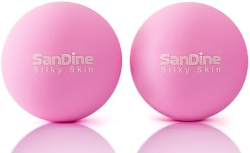 Lacrosse Massage Balls for Deep Tissue Massage - Release Tension Relieve Muscle Soreness Improve Flexibility - Ideal for Myofascial Release Trigger Point Therapy - 2Pack Yoga Balls by Sandine (Pink) by SanDineSilkySkin