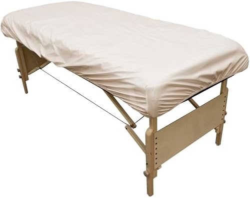 Body Linen Massage Table Cover - Reusable Barrier with Wipe Clean Surface. Waterproof PUL Material, Machine Washable. Protects Massage Table, Warmer and Pad - 1 Pack - Natural by BodyLinen