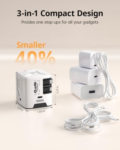 W & O 60W Fast Charger Wall Plug, Built-in Retractable USB-C & L Cables - Image 4