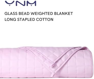 YnM Exclusive Weighted Blanket, Organic Long Stapled Cotton with Glass Beads, Bed Blanket for One Person of 190lbs, Ideal for Queen/King Bed (60x80 Inches, 20 Pounds, Lavender) - Image 3