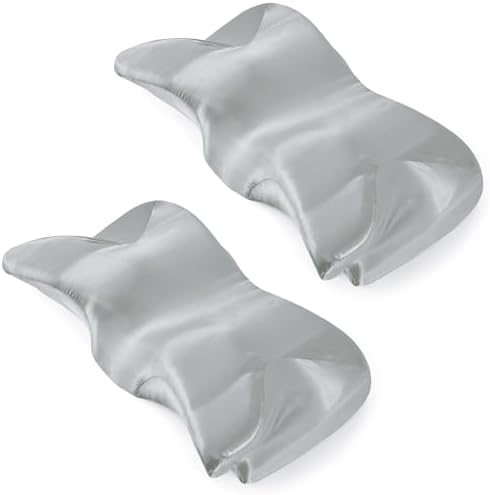 P Pothuiny Light Grey Satin Cervical Pillow Case Cover 2-Pack with Zipper by P+Pothuiny