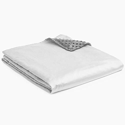 YnM Exclusive Cooling Rayon & Cozy Velvet Dual-Sided Cover for Weighted Blanket (60''x80'') - Light Grey by YNM