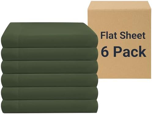 ZPECC King Flat Sheet Only 6 Pack, Durable Olive Green Top Bed Sheets Hypoallergenic Soft Brushed Microfiber Color-Coded Label, 105"x102" by ZPECC-ABrandThatHasBeenFocusedOnBeddingFor20Years