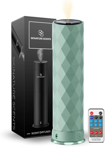 Waterless Essential Oil Hotel Scent Diffuser - Cold Air Diffuser - Covers 1000 sq. ft. - Waterless Diffuser for Home, Office & Hotel (Black + Interchangeable Sleeve) (Black + Mint Green Sleeve) by SignatureScents