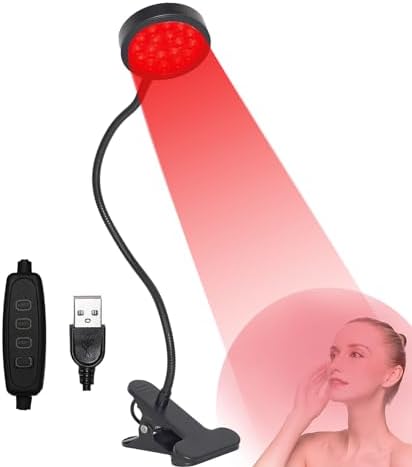 Red Light Relief Lamp for Face, USB-Powered, 18 LEDs 660nm and 850nm NIR‌ by U4GLORY