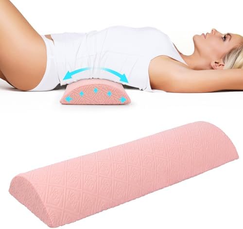 Cozyhealth - 3.15" H*23.6" L - Soft Lumbar Pillow for Sleeping, Memory Foam Back Lumbar Support Cushion for Lower Back Pain Relief Bed Waist Sleep Support Pillow for Side, Back Sleepers (Pink, Large) by Cozyhealth