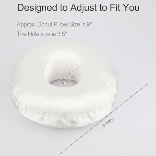Washable Silky Satin Ear Piercing Pillow with Removable Pillowcase Smooth Cooling Donut Pillows Hole for Ear Pain Relief CNH Sleeping Pressure Sore Side Sleepers Ear Guard Protector, Ivory Cover - Image 6
