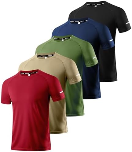 Boyzn 1, 3, 5 or 7 Pack Men's Workout Running Shirts, Dry Fit Moisture Wicking T-Shirt, Gym Athletic Short Sleeve Tee Shirts by Boyzn