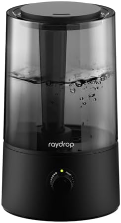 raydrop Humidifiers for Bedroom, Humidifiers for Home & Large Room, Cool Mist Humidfiers for Baby and Plant, Adjustable Mist Level, Auto Shut-Off, Black, 4.0L by raydrophumidifiers